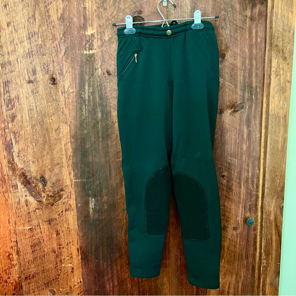 Dark Green soft polartec drawstring  Riding Pants